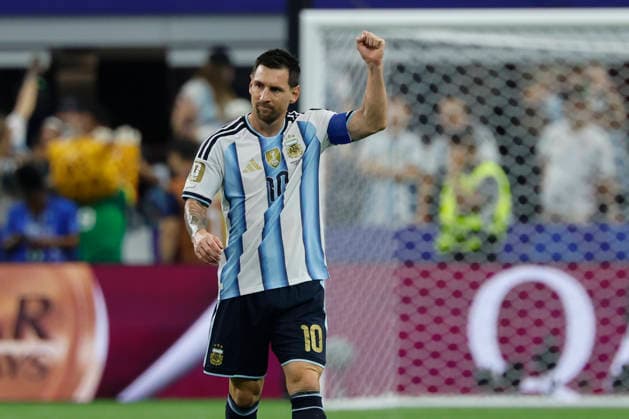 Argentina s Leo Messi celebrates after scoring the 1-0 lead during a FIFA World Cup, WM, Weltmeisterschaft, Fussball 2026 soccer match between Argentina and Austria in Arlington, Texas (United States), 22 June 2026. Argentina vs Austria !ACHTUNG: NUR REDAKTIONELLE NUTZUNG!  Copyright: xMariscalx GRAF3504 20260622-55020676490_1