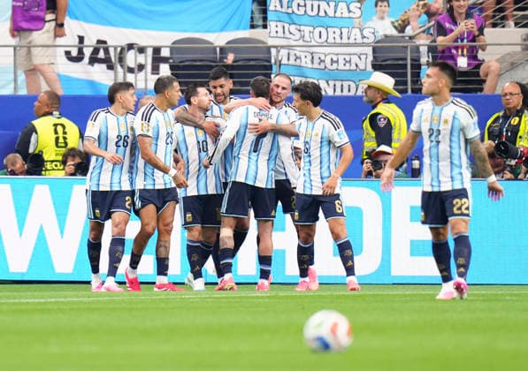 (260623) -- DALLAS, June 23, 2026 -- Lionel Messi (3rd L) of Argentina celebrates a goal with teammates during the group J match between Argentina and Austria at the 2026 FIFA World Cup, WM, Weltmeisterschaft, Fussball at Dallas Stadium in Dallas, the United States, June 22, 2026. Lionel Messi breaks World Cup scoring record with his 17th goal for Argentina. ) (SP)U.S.-DALLAS-FOOTBALL-FIFA WORLD CUP-GROUP J-ARG VS AUT JiaxHaocheng 