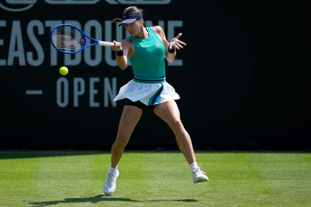 Lexus Eastbourne Open - Day One Ajla Tomljanovic competes during her match at the 2026 Lexus Eastbourne Open Women s tennis tournament at the Devonshire Park Lawn Tennis Club in Eastbourne, Great Britain, on June 22, 2026. Eastbourne United Kingdom  Copyright: xOwenxHammondx originalFilename:hammond-2026lexu260622_npl8h.jpg