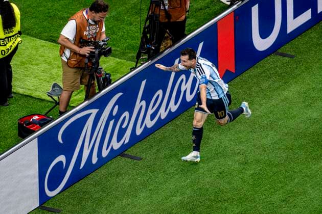 DALLAS - Lionel Messi of Argentina celebrates his 2-0 goal during the 2026 World Cup at AT&T Stadium on June 22, 2026, in Dallas, United States. (Photo by Stefan Koops EYE4IMAGES DeFodi Images) - *** DALLAS