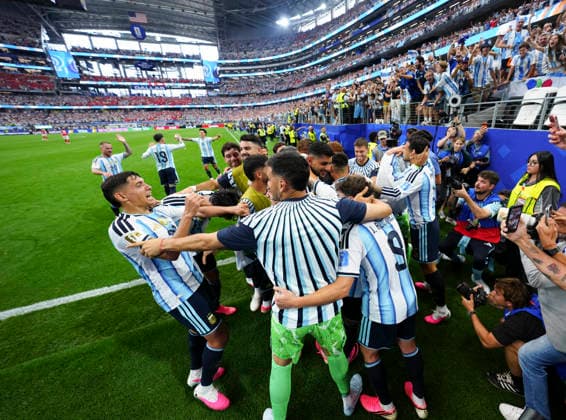 (260623) -- DALLAS, June 23, 2026 -- Players of Argentina celebrate a goal during the group J match between Argentina and Austria at the 2026 FIFA World Cup, WM, Weltmeisterschaft, Fussball at Dallas Stadium in Dallas, the United States, June 22, 2026. ) (SP)U.S.-DALLAS-FOOTBALL-FIFA WORLD CUP-GROUP J-ARG VS AUT JiaxHaocheng 