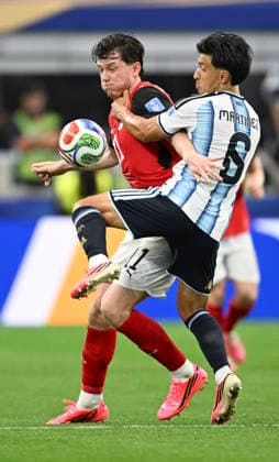 (260623) -- DALLAS, June 23, 2026 -- Lisandro Martinez (R) of Argentina vies with Michael Gregoritsch of Austria during the group J match between Argentina and Austria at the 2026 FIFA World Cup, WM, Weltmeisterschaft, Fussball at Dallas Stadium in Dallas, the United States, June 22, 2026. ) (SP)U.S.-DALLAS-FOOTBALL-FIFA WORLD CUP-GROUP J-ARG VS AUT ChengxMin 