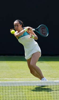 RECORD DATE NOT STATED 22nd June 2026; Devonshire Park Lawn Tennis Club, Eastbourne, East Sussex, England; Lexus Eastbourne Open Tennis, Day Three; Tereza Valentova (CZE) plays a forehand shot against Hannah Klugman (GBR) HongboxChen