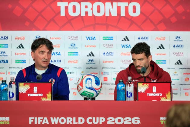 Croatia s coach Zlatko Dalic (L) and Mateo Kovacic speak at a press conference, PK, Pressekonferenz at BMO Stadium in Toronto, Canada, 22 June 2026. Croatia national team, Nationalteam press conference !ACHTUNG: NUR REDAKTIONELLE NUTZUNG!  Copyright: xBienvenidoxVelascox GR1067 20260622-55020677682_1