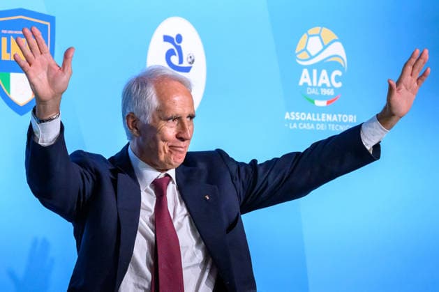The newly elected President of the Italian Football Federation (FIGC), Giovanni Malago, waves after his election at Cavalieri Waldorf Astoria Hotel in Roma (Italy), June 22, 2026. AndreaxStaccioli