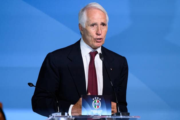 The newly elected President of the Italian Football Federation (FIGC), Giovanni Malago, delivers a speech following his election at Cavalieri Waldorf Astoria Hotel in Roma (Italy), June 22, 2026. AndreaxStaccioli