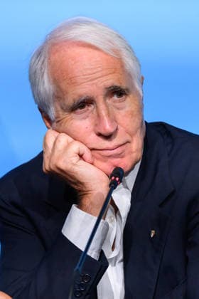 The newly elected President of the Italian Football Federation (FIGC), Giovanni Malago, gives a press conference, PK, Pressekonferenz after his election at Cavalieri Waldorf Astoria Hotel in Roma (Italy), June 22, 2026. AndreaxStaccioli