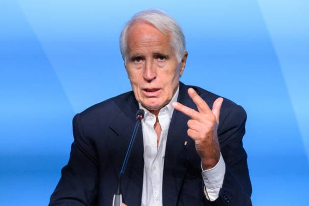 The newly elected President of the Italian Football Federation (FIGC), Giovanni Malago, gives a press conference, PK, Pressekonferenz after his election at Cavalieri Waldorf Astoria Hotel in Roma (Italy), June 22, 2026. AndreaxStaccioli