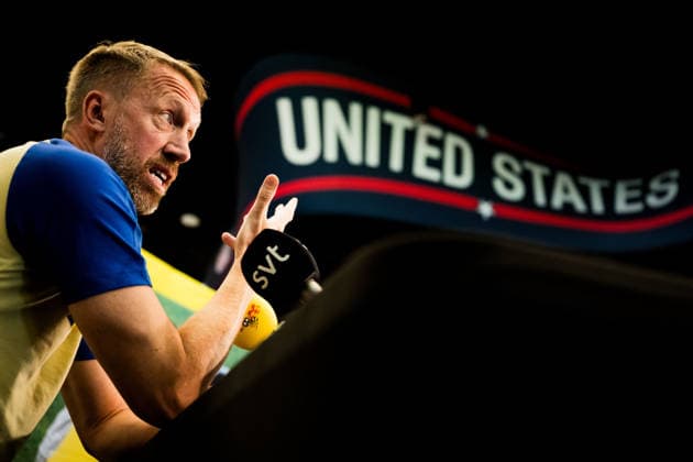 260622 Head coach Graham Potter of the Swedish men s national football team at a press meet during day 12 of the FIFA World Cup, WM, Weltmeisterschaft, Fussball 2026 on June 22, 2026 in Dallas. Photo: Petter Arvidson BILDBYRAN kod PA PA1249 fotboll football soccer fotball vm fotbolls-vm fotball-vm fotbolls-vm 2026 fifa world cup 2026 pressträff event meeting sverige sweden sverige a day 12 bbeng *** June 22, 2026  Copyright: PETTERxARVIDSON BB260622PA002