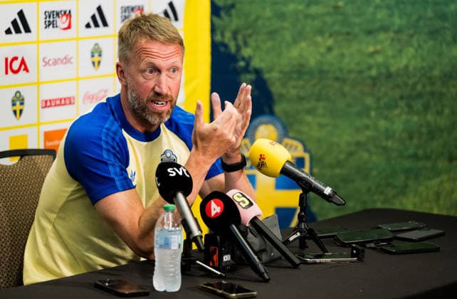 260622 Head coach Graham Potter of the Swedish men s national football team at a press meet during day 12 of the FIFA World Cup, WM, Weltmeisterschaft, Fussball 2026 on June 22, 2026 in Dallas. Photo: Petter Arvidson BILDBYRAN kod PA PA1249 fotboll football soccer fotball vm fotbolls-vm fotball-vm fotbolls-vm 2026 fifa world cup 2026 pressträff event meeting sverige sweden sverige a day 12 bbeng *** June 22, 2026  Copyright: PETTERxARVIDSON BB260622PA004