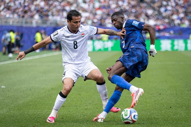 FOOTBALL : France vs Irak - Coupe du monde FIFA 2026. Lincoln Financial Field Philadelphie 22 06 2026 Ousmane DembÃ lÃ 7 Kevin Yakob 8 (Iraq)  Copyright: xelyxandroxcegarrax