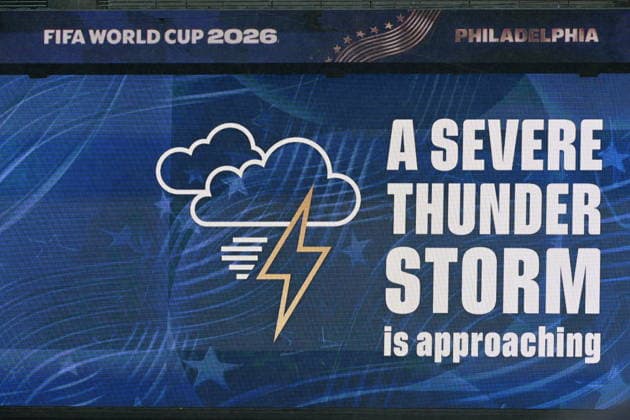 France v Iraq - FIFA World Cup, WM, Weltmeisterschaft, Fussball 2026 - Group I PHILADELPHIA, UNITED STATES - JUNE 22: A view of a thunderstorm warning during the 2026 FIFA World Cup First Stage Group I match between France and Iraq at Lincoln Financial Field (Philadelphia Stadium) in Philadelphia, Pennsylvania, United States on June 22, 2026. Abdulhamid Hosbas Anadolu Pennsylvania United States. Editorial use only. Please get in touch for any other usage.  Copyright: x2026xAnadoluxAbdulhamidxHosbasx