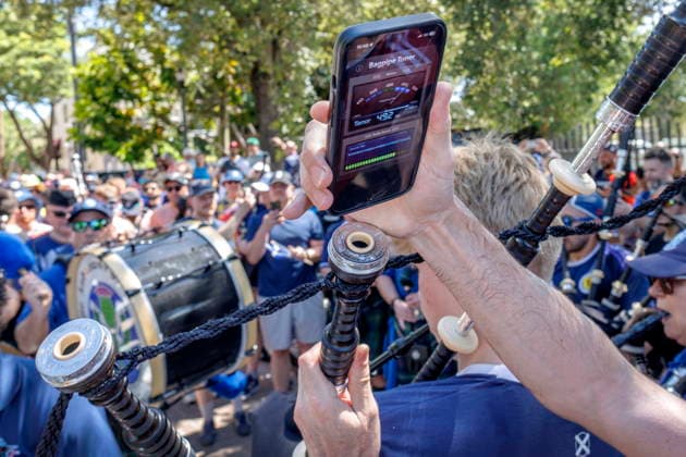 Tartan Army Scottish soccer fans will gather in Miami s Little Havana Bagpipers tune their instruments with a mobile app during their gathering in Little Havana, Miami, Florida, USA, 22 June 2026. Scottish soccer fans are visiting Miami s Calle Ocho with kilts, bagpipes, and chants ahead of their World Cup match against Brazil. MIAMI FLORIDA United States  Copyright: xCRISTOBALxHERRERA-ULASHKEVICHx