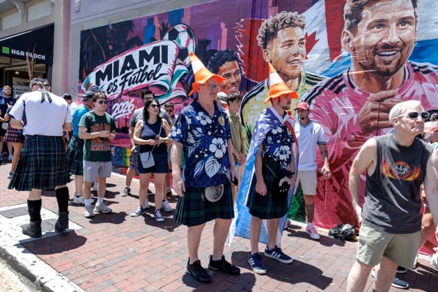 Tartan Army Scottish soccer fans will gather in Miami s Little Havana Scottish soccer fans led by the Tartan Army gather in Little Havana, Miami, Florida, USA, 22 June 2026. Scottish soccer fans are visiting Miami s Calle Ocho with kilts, bagpipes, and chants ahead of their World Cup match against Brazil. MIAMI FLORIDA United States  Copyright: xCRISTOBALxHERRERA-ULASHKEVICHx