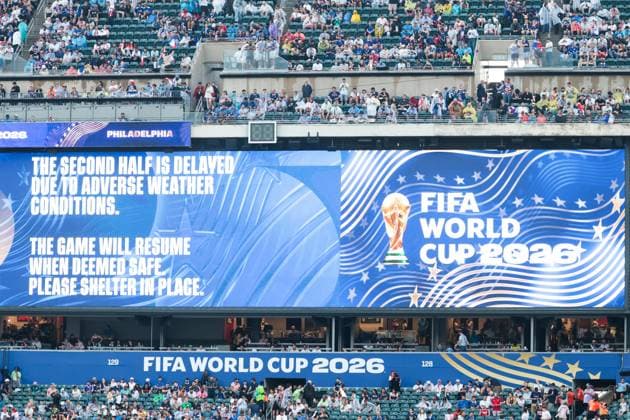 RECORD DATE NOT STATED FIFA World Cup, WM, Weltmeisterschaft, Fussball 2026 - Group I - France v Iraq The match between France and Iraq in the second round of Group I of the 2026 FIFA World Cup group stage has been suspended due to severe weather at Philadelphia Stadium, in Philadelphia, United States, on Monday, June 22, 2026.(Foto: Vanessa Carvalho Brazil Photo Press IMAGO) Sports %G Copyright: xVanessaxCarvalhox