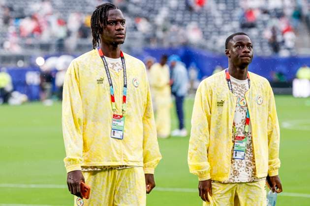 goalkeeper Mory Diaw of Senegal and Habib Diarra of Senegal looks on Norway v Senegal, Group I - FIFA World Cup, WM, Weltmeisterschaft, Fussball 2026, Norway v Senegal, New York New Jersey Stadium, June 22, 2026, East Rutherford, United States.