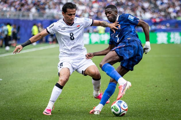 FOOTBALL : France vs Irak - Coupe du monde FIFA 2026. Lincoln Financial Field Philadelphie 22 06 2026 Ousmane Dembele 7 (France) et Osama Rashid 8 (Iraq)  Copyright: xelyxandroxcegarrax