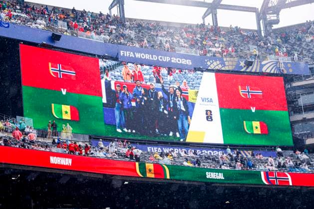 view of the big screen and stands Norway v Senegal, Group I - FIFA World Cup, WM, Weltmeisterschaft, Fussball 2026, Norway v Senegal, New York New Jersey Stadium, June 22, 2026, East Rutherford, United States.