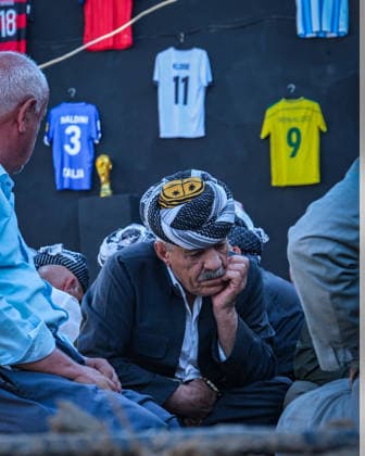June 22, 2026, Khalifan, Kurdistan Region, Iraq: Khalifan, Erbil - June 22, 2026: In Khalifan, Erbil, preparations are complete at an outdoor cafe for the live screening of the FIFA World Cup, WM, Weltmeisterschaft, Fussball 2026 match between Argentina and Austria. The cafe owner has decorated the walls with the national jerseys of both teams, as fans gather with great enthusiasm for the start of the match. Khalifan Iraq - ZUMAr205 20260622_zip_r205_016 Copyright: xSaburxRashidx