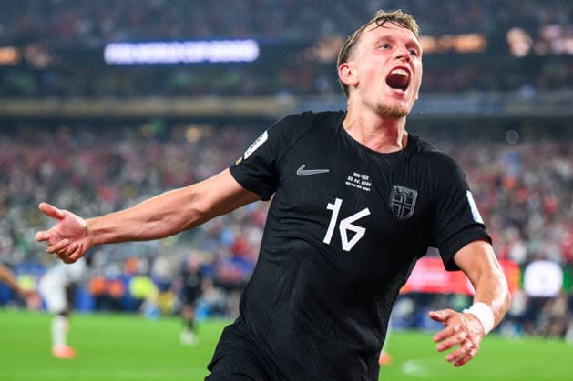 260622 Marcus Holmgren Pedersen of Norway celebrates after scoring 1-0 during the FIFA World Cup, WM, Weltmeisterschaft, Fussball 2026 group stage football match between Norway and Senegal on June 22, 2026 in New Jersey. Photo: Jon Olav Nesvold BILDBYRAN COP 217 VG0963 bbeng fotboll football soccer fotball vm fotbolls-vm fotball-vm fotbolls-vm 2026 fifa world cup 2026 new york norge norway senegal jubel *** June 22, 2026  Copyright: JONxOLAVxNESVOLD BB260622JE042