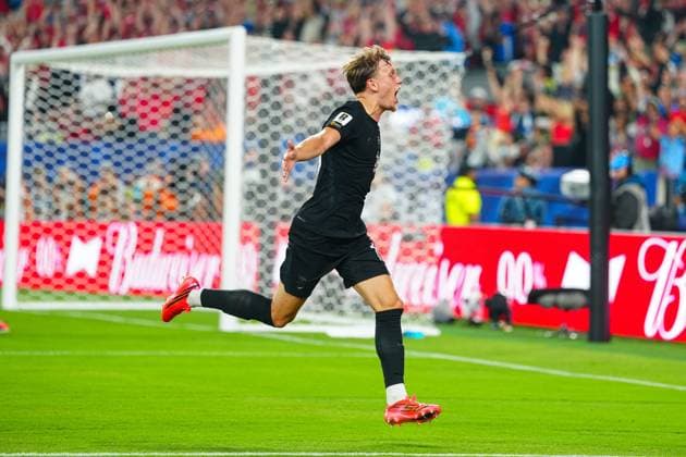 Marcus Holmgren Pedersen of Norway celebrates his goal Norway v Senegal, 2026 FIFA World Cup, WM, Weltmeisterschaft, Fussball Group I, Football, New York New Jersey Stadium, East Rutherford, New Jersey, USA - 22 Jun 2026East Rutherford New York New Jersey Stadium New Jersey (NJ) United States of America EDITORIAL USE ONLY No use with unauthorised audio, video, data, fixture lists, club league logos or live services. Online in-match use limited to 120 images, no video emulation. No use in betting, games or single club league player publications.  Copyright: xJavierxGarcia Shutterstockx 16949464y
