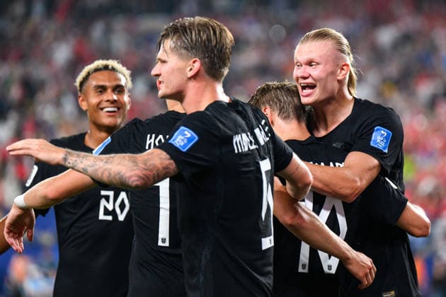 260622 Antonio Nusa, Martin odegaard and Erling Braut Haaland of Norway celebrate after 1-0 during the FIFA World Cup, WM, Weltmeisterschaft, Fussball 2026 group stage football match between Norway and Senegal on June 22, 2026 in New Jersey. Photo: Jon Olav Nesvold BILDBYRAN COP 217 VG0963 bbeng fotboll football soccer fotball vm fotbolls-vm fotball-vm fotbolls-vm 2026 fifa world cup 2026 new york norge norway senegal jubel *** June 22, 2026  Copyright: JONxOLAVxNESVOLD BB260622JE045