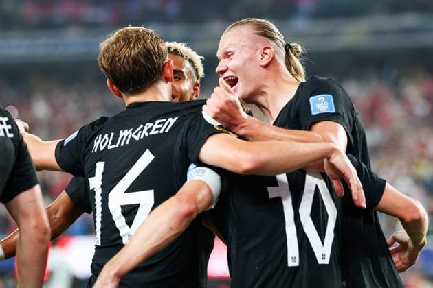 RECORD DATE NOT STATED FIFA World Cup, WM, Weltmeisterschaft, Fussball 2026 - Group I - Norway v Senegal Marcus Holmgren Pedersen player of Norway celebrates his goal during the match between Norway and Senegal in the second round of Group I of the 2026 FIFA World Cup group stage at New York New Jersey Stadium, in East Rutherford, United States, on Monday, June 22, 2026.(Foto: William Volcov Brazil Photo Press IMAGO) Sports East Rutherford NJ United States of America Copyright: xWILLIAMxVOLCOVx