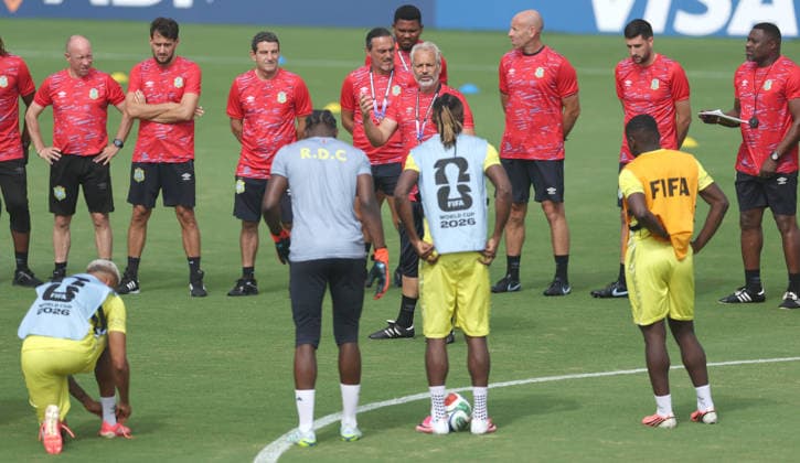 (260623) -- HOUSTON, June 23, 2026 -- Sebastien Desabre (C), head coach of the Democratic Republic of the Congo (DRC), attends a training session at the FIFA World Cup, WM, Weltmeisterschaft, Fussball 2026 in Houston, the United States, on June 22, 2026. ) (SP)U.S.-HOUSTON-FOOTBALL-FIFA WORLD CUP-TRAINING-DR CONGO LixMing 