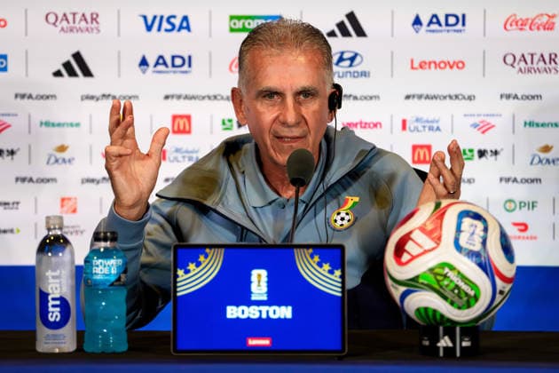 (260623) -- BOSTON, June 23, 2026 -- Carlos Queiroz, head coach of Ghana, attends a press conference, PK, Pressekonferenz at the FIFA World Cup, WM, Weltmeisterschaft, Fussball 2026 in Boston, the United States, June 22, 2026. ) (SP)U.S.-BOSTON-FOOTBALL-FIFA WORLD CUP-PRESS CONFERENCE-GHANA ChenxYichen 