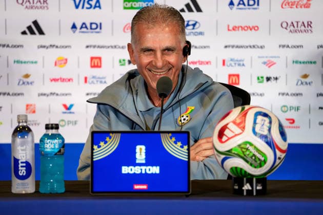 (260623) -- BOSTON, June 23, 2026 -- Carlos Queiroz, head coach of Ghana, attends a press conference, PK, Pressekonferenz at the FIFA World Cup, WM, Weltmeisterschaft, Fussball 2026 in Boston, the United States, June 22, 2026. ) (SP)U.S.-BOSTON-FOOTBALL-FIFA WORLD CUP-PRESS CONFERENCE-GHANA ChenxYichen 