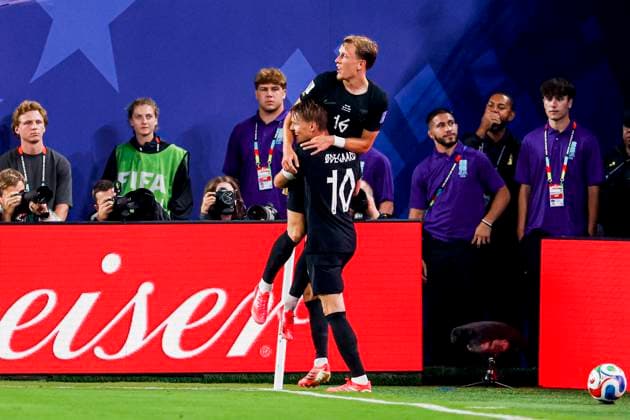 Marcus Holmgren Pedersen of Norway celebrate their team s first goal with Martin Odegaard of Norway Norway v Senegal, Group I - FIFA World Cup, WM, Weltmeisterschaft, Fussball 2026, Norway v Senegal, New York New Jersey Stadium, June 22, 2026, East Rutherford, United States.