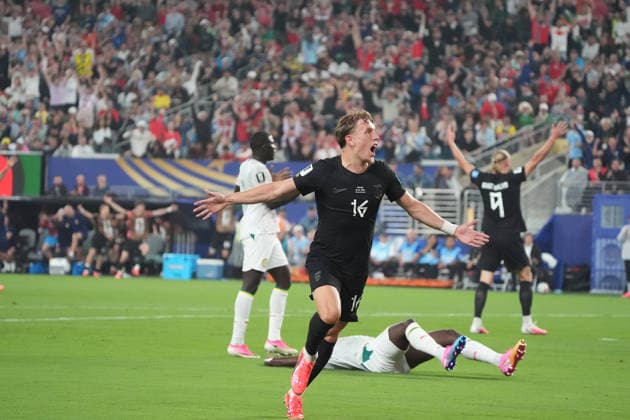 celebrate the goal, Torjubel zum 1:0 Marcus Holmgren Pedersen (Norwegen, Norway, 16) - New York 22.06.2026: Norwegen vs. Senegal, MetLife Stadium, World Cup 26 Gruppe I, 2. Spieltag *** celebrate the goal, goal celebration for the 1-0 goal by Marcus Holmgren Pedersen, Norway, June 22, 2026, Norway vs. Senegal, MetLife Stadium, World Cup 26, Group I, Matchday 2,detected_source_language