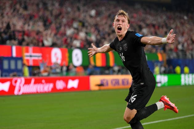 Fußball, WM 2026, 20260622, Norwegen - Senegal. Im Bild Tor 1:0 Torschütze Marcus HOLMGREN PEDERSEN (Norwegen, 16). East Rutherford New-York-New-Jersey-Stadion New Jersey Vereinigte Staaten von Amerika *** Soccer, 2026 World Cup, 20260622, Norway vs. Senegal. Pictured Copyright: Passion2Press MarkusxFischerx