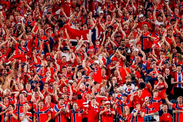 supporters of Norway celebrate their team s first goal Norway v Senegal, Group I - FIFA World Cup, WM, Weltmeisterschaft, Fussball 2026, Norway v Senegal, New York New Jersey Stadium, June 23, 2026, East Rutherford, United States.