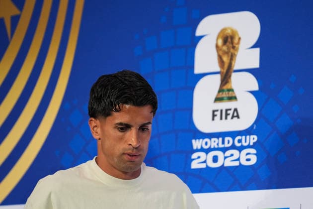 press conference, PK, Pressekonferenz ahead of Portugal v Uzbekistan - 2026 FIFA World Cup, WM, Weltmeisterschaft, Fussball HOUSTON, UNITED STATES - JUNE 22 : Joao Cancelo of Portugal speaks during a press conference ahead of their Group K second match against Uzbekistan in the 2026 FIFA World Cup at Houston Stadium in Houston, Texas, United States on June 22, 2026. Hakan Akgun Anadolu Texas United States. Editorial use only. Please get in touch for any other usage.  Copyright: x2026xAnadoluxHakanxAkgunx