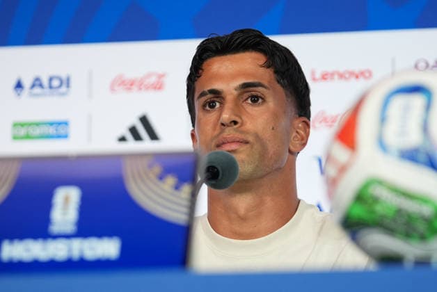 press conference, PK, Pressekonferenz ahead of Portugal v Uzbekistan - 2026 FIFA World Cup, WM, Weltmeisterschaft, Fussball HOUSTON, UNITED STATES - JUNE 22 : Joao Cancelo of Portugal speaks during a press conference ahead of their Group K second match against Uzbekistan in the 2026 FIFA World Cup at Houston Stadium in Houston, Texas, United States on June 22, 2026. Hakan Akgun Anadolu Texas United States. Editorial use only. Please get in touch for any other usage.  Copyright: x2026xAnadoluxHakanxAkgunx