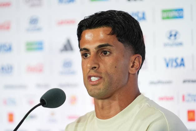 press conference, PK, Pressekonferenz ahead of Portugal v Uzbekistan - 2026 FIFA World Cup, WM, Weltmeisterschaft, Fussball HOUSTON, UNITED STATES - JUNE 22 : Joao Cancelo of Portugal speaks during a press conference ahead of their Group K second match against Uzbekistan in the 2026 FIFA World Cup at Houston Stadium in Houston, Texas, United States on June 22, 2026. Hakan Akgun Anadolu Texas United States. Editorial use only. Please get in touch for any other usage.  Copyright: x2026xAnadoluxHakanxAkgunx