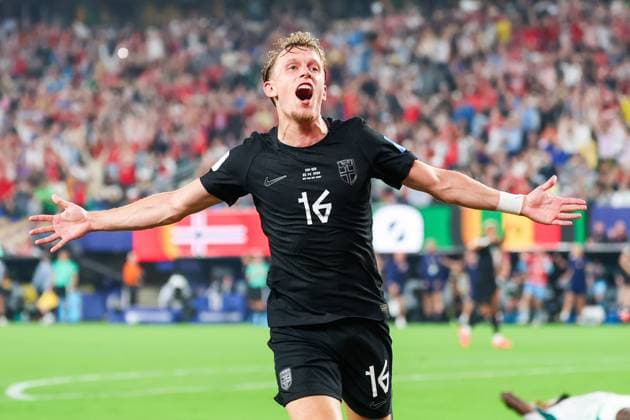 RECORD DATE NOT STATED FIFA World Cup, WM, Weltmeisterschaft, Fussball 2026 - Group I - Norway v Senegal Marcus Holmgren Pedersen player of Norway celebrates his goal during the match between Norway and Senegal in the second round of Group I of the 2026 FIFA World Cup group stage at New York New Jersey Stadium, in East Rutherford, United States, on Monday, June 22, 2026.(Foto: William Volcov Brazil Photo Press IMAGO) Sports East Rutherford NJ United States of America Copyright: xWILLIAMxVOLCOVx