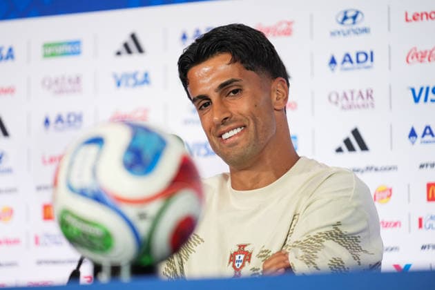 press conference, PK, Pressekonferenz ahead of Portugal v Uzbekistan - 2026 FIFA World Cup, WM, Weltmeisterschaft, Fussball HOUSTON, UNITED STATES - JUNE 22 : Joao Cancelo of Portugal speaks during a press conference ahead of their Group K second match against Uzbekistan in the 2026 FIFA World Cup at Houston Stadium in Houston, Texas, United States on June 22, 2026. Hakan Akgun Anadolu Texas United States. Editorial use only. Please get in touch for any other usage.  Copyright: x2026xAnadoluxHakanxAkgunx