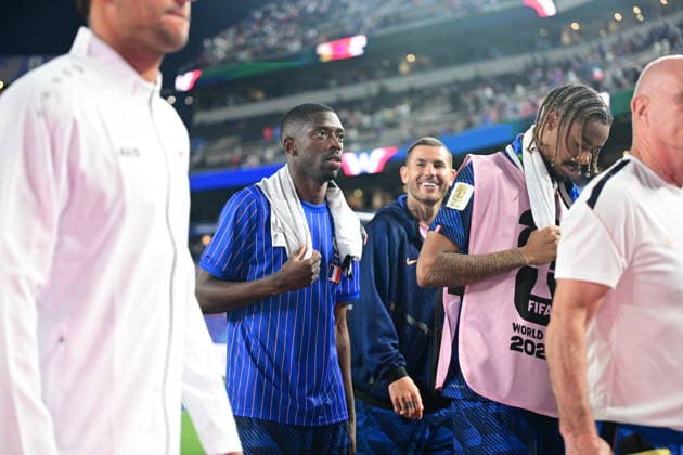 France v Iraq - FIFA World Cup, WM, Weltmeisterschaft, Fussball 2026 - Group I PHILADELPHIA, UNITED STATES - JUNE 22: Ousmane Dembele (L) of France looks on after the 2026 FIFA World Cup First Stage Group I match between France and Iraq at Lincoln Financial Field (Philadelphia Stadium) in Philadelphia, Pennsylvania, United States on June 22, 2026. Abdulhamid Hosbas Anadolu Philadelphia United States. Editorial use only. Please get in touch for any other usage.  Copyright: x2026xAnadoluxAbdulhamidxHosbasx