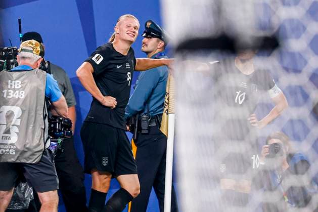 Marcus Holmgren Pedersen of Norway celebrates after scoring his teams second goal Norway v Senegal, Group I - FIFA World Cup, WM, Weltmeisterschaft, Fussball 2026, Norway v Senegal, New York New Jersey Stadium, June 23, 2026, East Rutherford, United States.