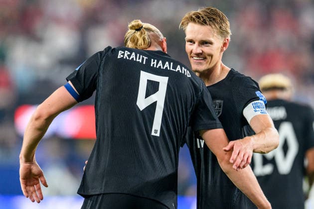 260622 Erling Braut Haaland and Martin odegaard of Norway celebrate after 2-0 during the FIFA World Cup, WM, Weltmeisterschaft, Fussball 2026 group stage football match between Norway and Senegal on June 22, 2026 in New Jersey. Photo: Vegard Grott BILDBYRAN kod VG VG0963 bbeng fotboll football soccer fotball vm fotbolls-vm fotball-vm fotbolls-vm 2026 fifa world cup 2026 new york norge norway senegal jubel *** June 22, 2026  Copyright: VEGARDxGRoTT BB260622VG071
