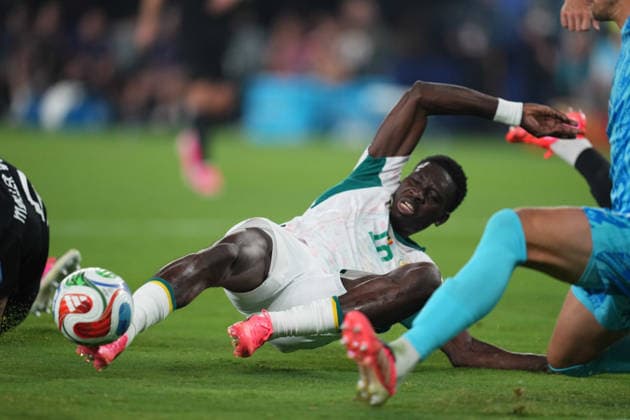 Ismaila Sarr (Senegal) scores and celebrates his teams first goal during Norway and Senegal, Group I FIFA World Cup, WM, Weltmeisterschaft, Fussball 2026, Met Life Stadium, New jersey, USA on June 22, 2026. Thor Wegner DeFodi Images. (Photo by DeFodi Images) - *** Ismaila Sarr of Senegal scores and celebrates his teams first goal during the match between Norway and Senegal in Group I of the 2026 FIFA World Cup at MetLife Stadium in New Jersey, USA, on June 22, 2026. Photo by DeFodi Images (Thor Wegner),detected_source_language