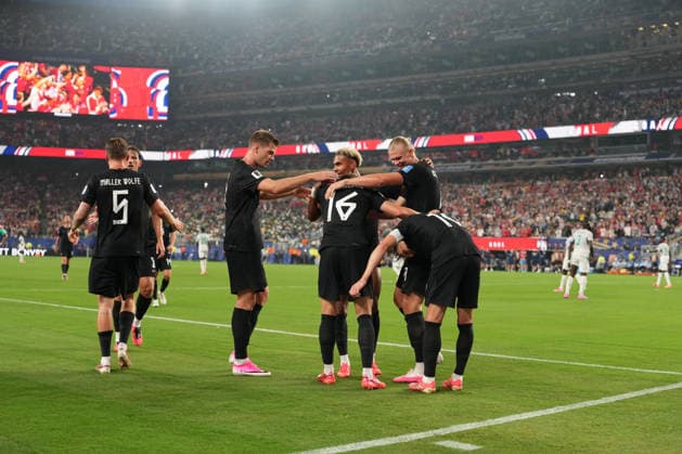 IPA85955235 - Marcus Pedersen of Norway celebrates after scoring a goal with his teammates during the Norway vs. Senegal FIFA World Cup, WM, Weltmeisterschaft, Fussball match in New York, USA, on June 22, 2026  Copyright: xEmmanuelexMastrodonato IPAxSportx xx 85955235