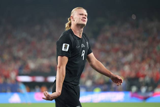 22.06.2026, Fussball, Herren, FIFA Weltmeisterschaft 2026, Vorrunde, Gruppe I, New York, Norwegen - Senegal, Torjubel zum 3:1, Torschütze: Erling Haaland (Norwegen) New York MetLife Stadium New York Vereinigte Staaten von Amerika (US) *** June 22, 2026, Soccer, Mens, 2026 FIFA World Cup, Group Stage, Group I, New York, Norway vs. Senegal, Goal celebration after the 3-1 goal, Goal scorer Copyright: xSebastianxBachx