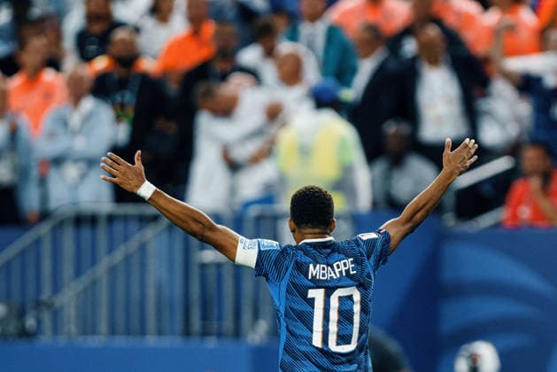 France vs. Iraq FILADÃ LFIA, PN - 22.06.2026: FRANCE VS. IRAQ - Kylian MbappÃ of France celebrates after scoring a goal during the match between France and Iraq, valid for the second round of the group stage of the 2026 World Cup, held at Lincoln Financial Field in Philadelphia, United States. (Photo: Marcelo Machado de Melo Fotoarena) x2967962x  MarceloxMachadoxdexMelo