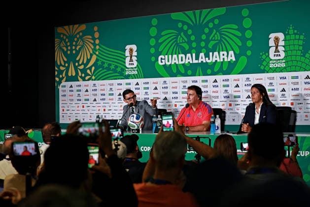 RECORD DATE NOT STATED 22nd June 2026; Guadalajara Stadium, Guadalajara, Mexico; FIFA World Cup, WM, Weltmeisterschaft, Fussball Football, Group K Colombia press conference, PK, Pressekonferenz Nestor Lorenzo, head coach of the Colombia speaks during the press conference HeulerxAndrey DiaEsportivo