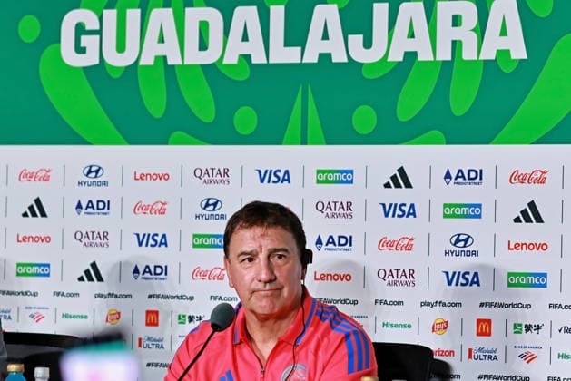 RECORD DATE NOT STATED 22nd June 2026; Guadalajara Stadium, Guadalajara, Mexico; FIFA World Cup, WM, Weltmeisterschaft, Fussball Football, Group K Colombia press conference, PK, Pressekonferenz Nestor Lorenzo, head coach of the Colombia speaks during the press conference HeulerxAndrey DiaEsportivo