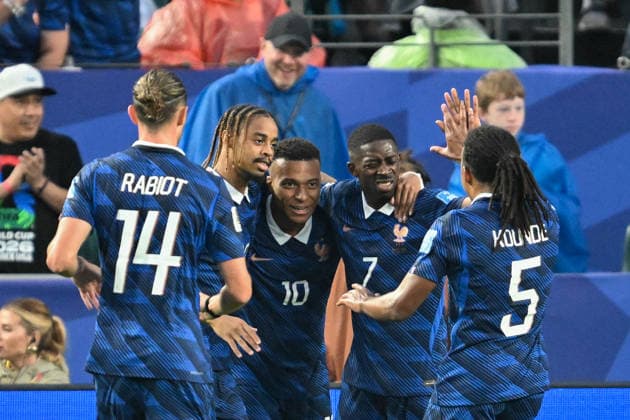 PHILADELPHIA, PA - JUNE 22: Kylian Mbappe 10 of France celebrates a goal during the FIFA World Cup, WM, Weltmeisterschaft, Fussball 2026 Group I match between France and Iraq on June 22nd, 2026 at Philadelphia Stadium in Philadelphia, PA.(Photo by Terence Lewis Icon Sportswire) SOCCER: JUN 22 FIFA World Cup 26 Group I - France vs Iraq EDITORIAL USE ONLY Icon260622030