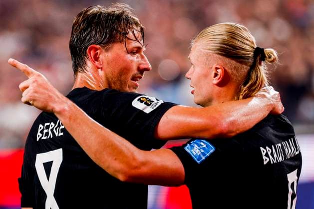Erling Haaland of Norway celebrate their team s third goal with Sander Berge of Norway Norway v Senegal, Group I - FIFA World Cup, WM, Weltmeisterschaft, Fussball 2026, Norway v Senegal, New York New Jersey Stadium, June 22, 2026, East Rutherford, United States.